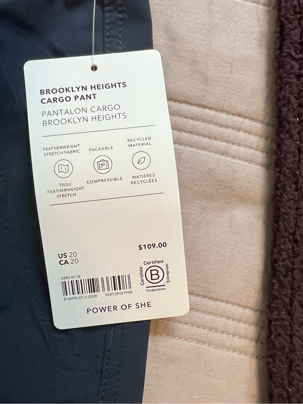 Athleta Brooklyn Heights Cargo Pant Wide Leg Navy Women’s Casual Travel NEW - Picture 3 of 10